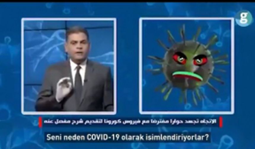 Irak'ta bir televizyon kanalı Covid-19 animasyonu ile röportaj yaptı