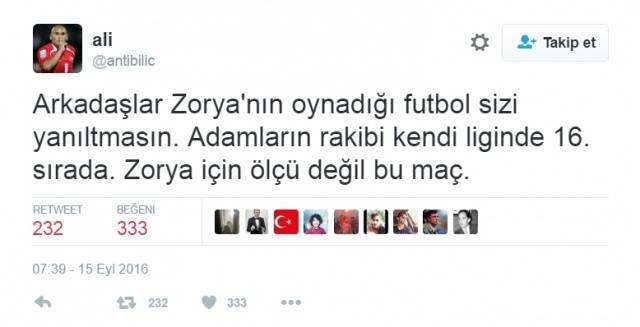 Zorya Luhansk 1-1 Fenerbahçe caps'leri